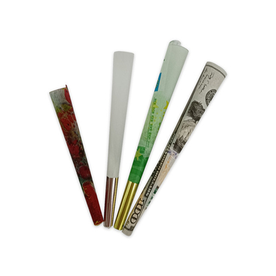 Brown Rice Paper Pre Roll Cone Slow Burning 84mm 98mm ROHS Approved